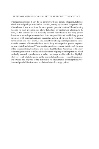 Freedom And Responsibility in Reproductive Choice