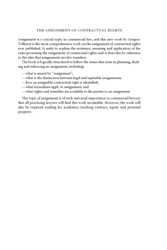The Assignment of Contractual Rights