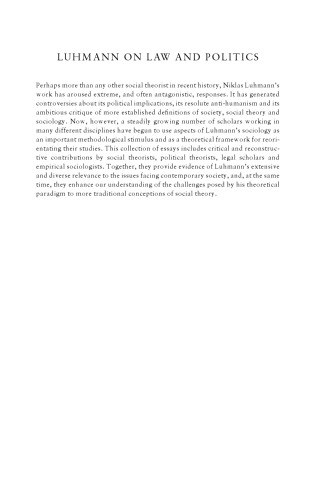Luhmann on Law And Politics: Critical Appraisals And Applications (Onati International Series in Law and Society)