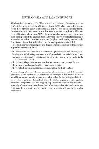 Euthanasia and Law in Europe