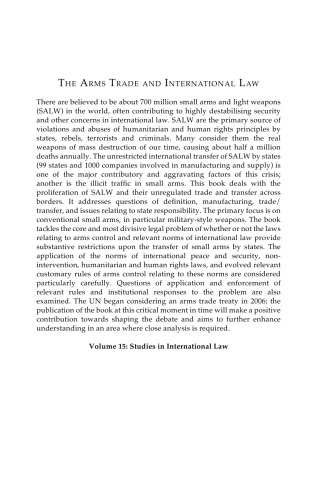 The Arms Trade and International Law (Studies in International Law)