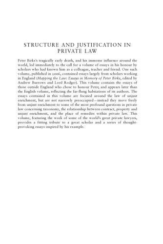 Structure and Justification in Private Law: Essays for Peter Birks