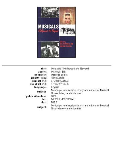 Musicals: Hollywood and beyond