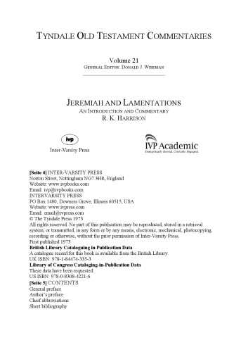 Jeremiah and Lamentations: An Introduction and Survey