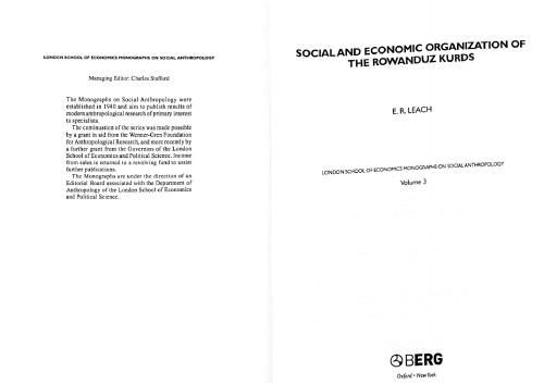 Social and Economic Organization of the Rowanduz Kurds
