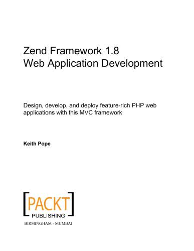 Zend Framework 1.8 Web Application Development