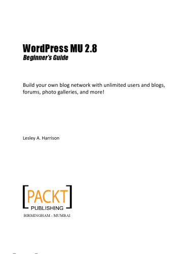 WordPress MU 2.8: Beginner's Guide