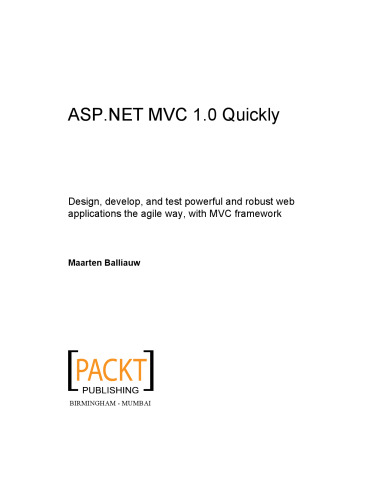 ASP.NET MVC 1.0 Quickly
