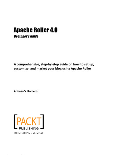 Apache Roller 4.0 - Beginner's Guide