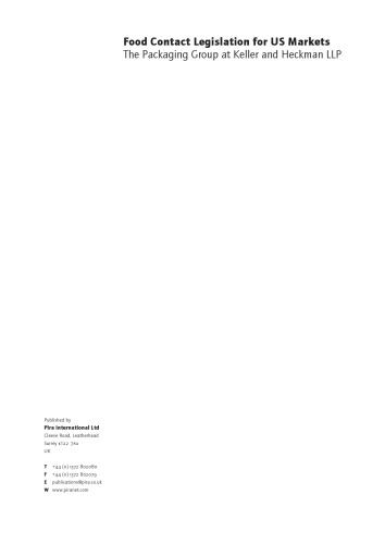 Food Contact Legislation for US Markets