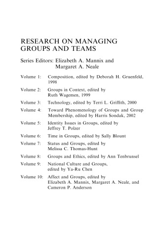 Diversity and Groups (Research on Managing Groups and Teams Volume 11)