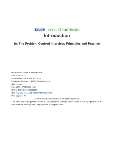 The Problem-Centred Interview: Principles and Practice