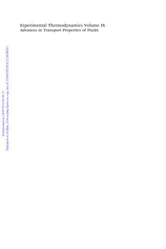 Experimental Thermodynamics Volume IX: Advances in Transport Properties of Fluids