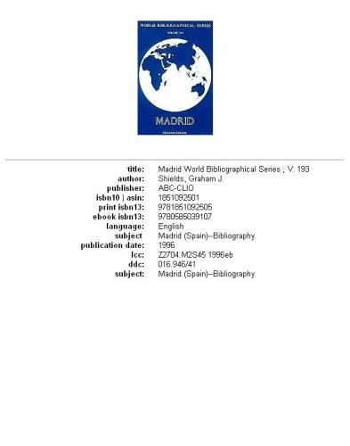 Madrid (World Bibliographical Series)