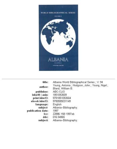 Albania (World Bibliographical Series)