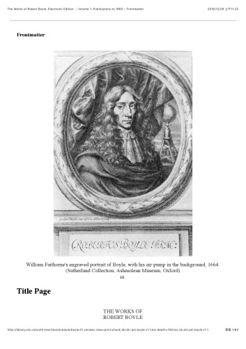 The Works of Robert Boyle, Volume 1: Publications to 1660