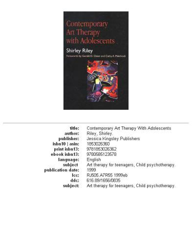 Contemporary art therapy with adolescents