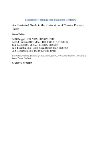 Restorative Techniques in Paediatric Dentistry