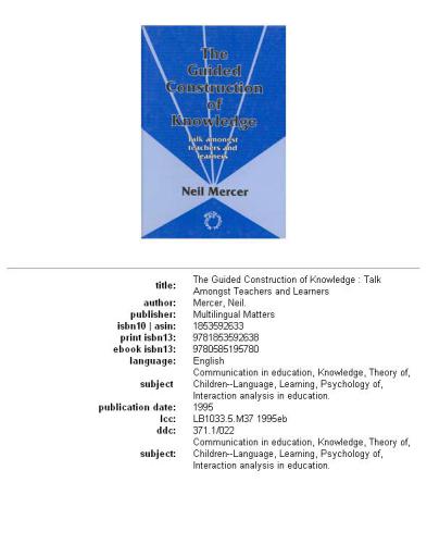 The guided construction of knowledge: talk amongst teachers and learners
