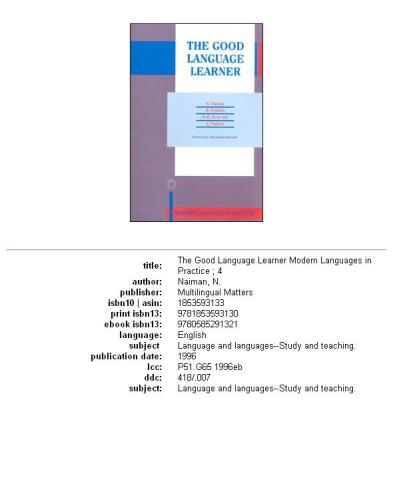 The Good Language Learner (Modern Languages in Practice, Vol 4)