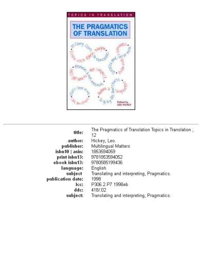 The Pragmatics of Translation (Topics in Translation, 12)