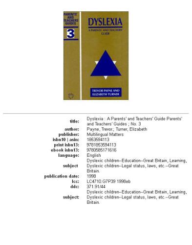 Dyslexia: A Parents' and Teachers' Guide (Parents' and Teachers' Guides)