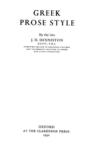 Greek Prose Style (Briston Classical Press Advanced Language)