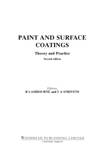 Paint and Surface Coatings: Theory and Practice
