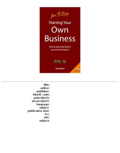 Starting Your Own Business