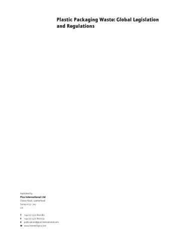 Plastic Packaging Waste - Global Legislation and Regulations