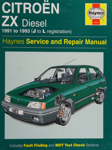 Haynes Citroen ZX Diesel 1991-93 1905cc Service and Repair Manual