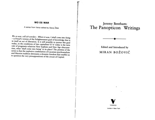 Jeremy Bentham: The Panopticon Writings