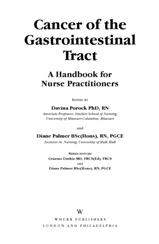 Cancer of the gastrointestinal tract : a handbook for nurse practitioners