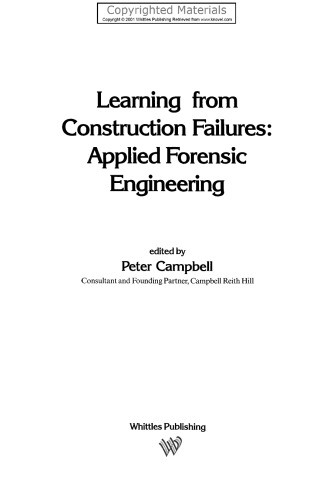 Learning from construction failures : applied forensic engineering