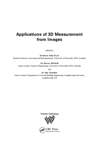 Applications of 3D Measurement from Images + DVD