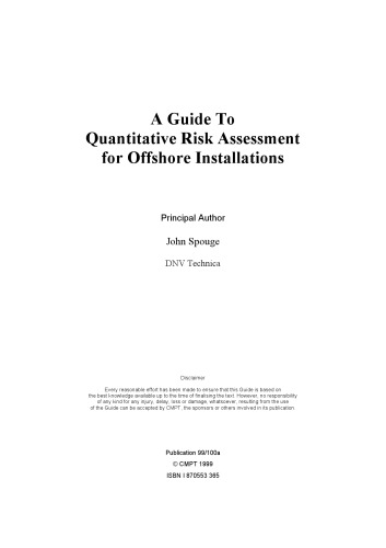 Guide to Quantitative Risk Assessment for Offshore Instal Hb