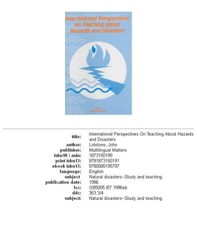 International Perspectives on Teaching About Hazards and Disasters