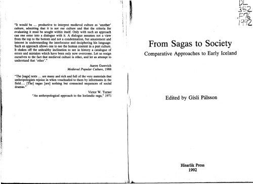 From sagas to society : comparative approaches to early Iceland