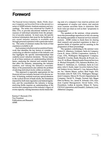 The Financial Services Industry - Banks, Thrifts, Insurance Companies,and Securities Firms
