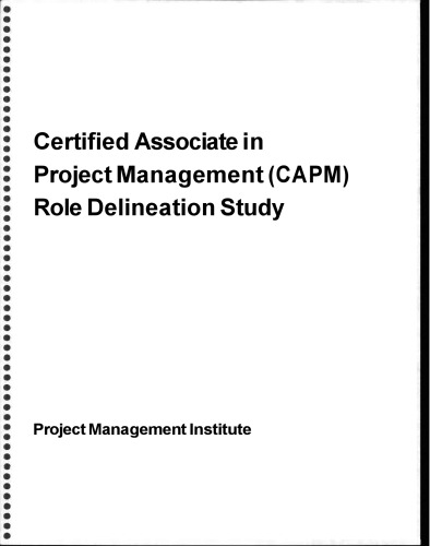 Certified Associate in Project Management (CAPM) Role Delineation Study