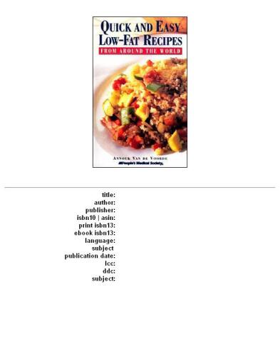 Quick and Easy Low-Fat Recipes from Around the World