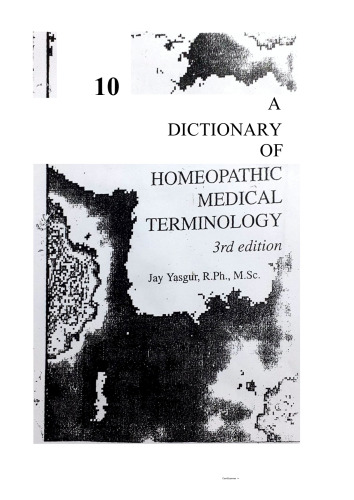 A Dictionary of Homeopathic Medical Terminolgy