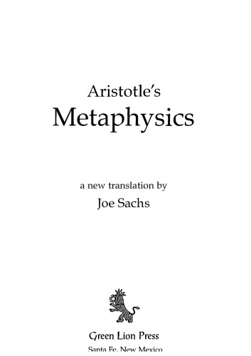 Aristotle's Metaphysics(I-XI)