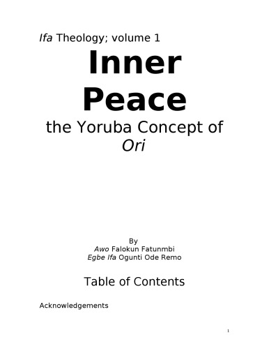 Inner Peace: The Ifa Concept of Ori