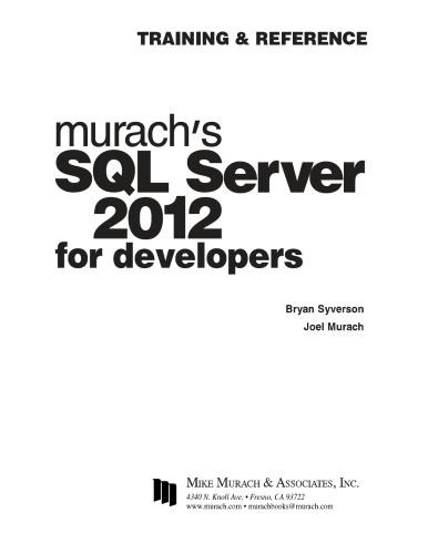 Murach's SQL Server 2012 for Developers