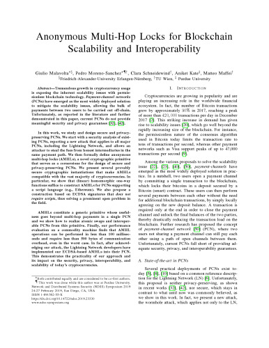 Anonymous Multi-Hop Locks for Blockchain Scalability and Interoperability