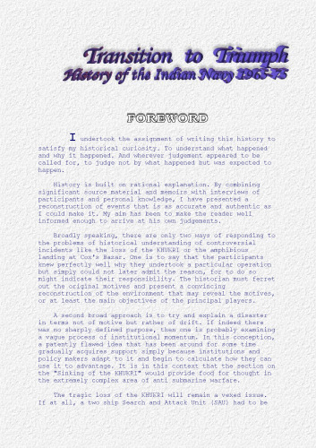 Transition to Triumph: Indian Navy 1965: 1975