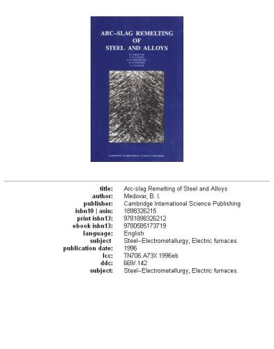 ARC-Slag Remelting of Steel and Alloys