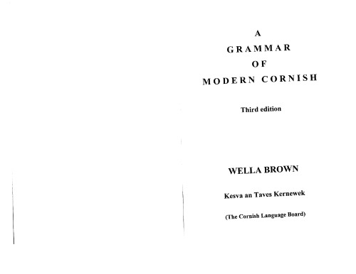 A grammar of modern Cornish