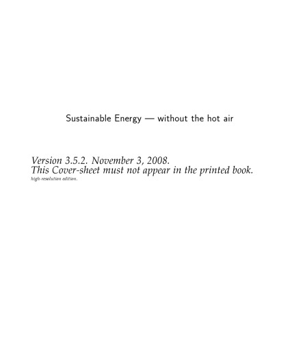 Sustainable Energy - Without the Hot Air